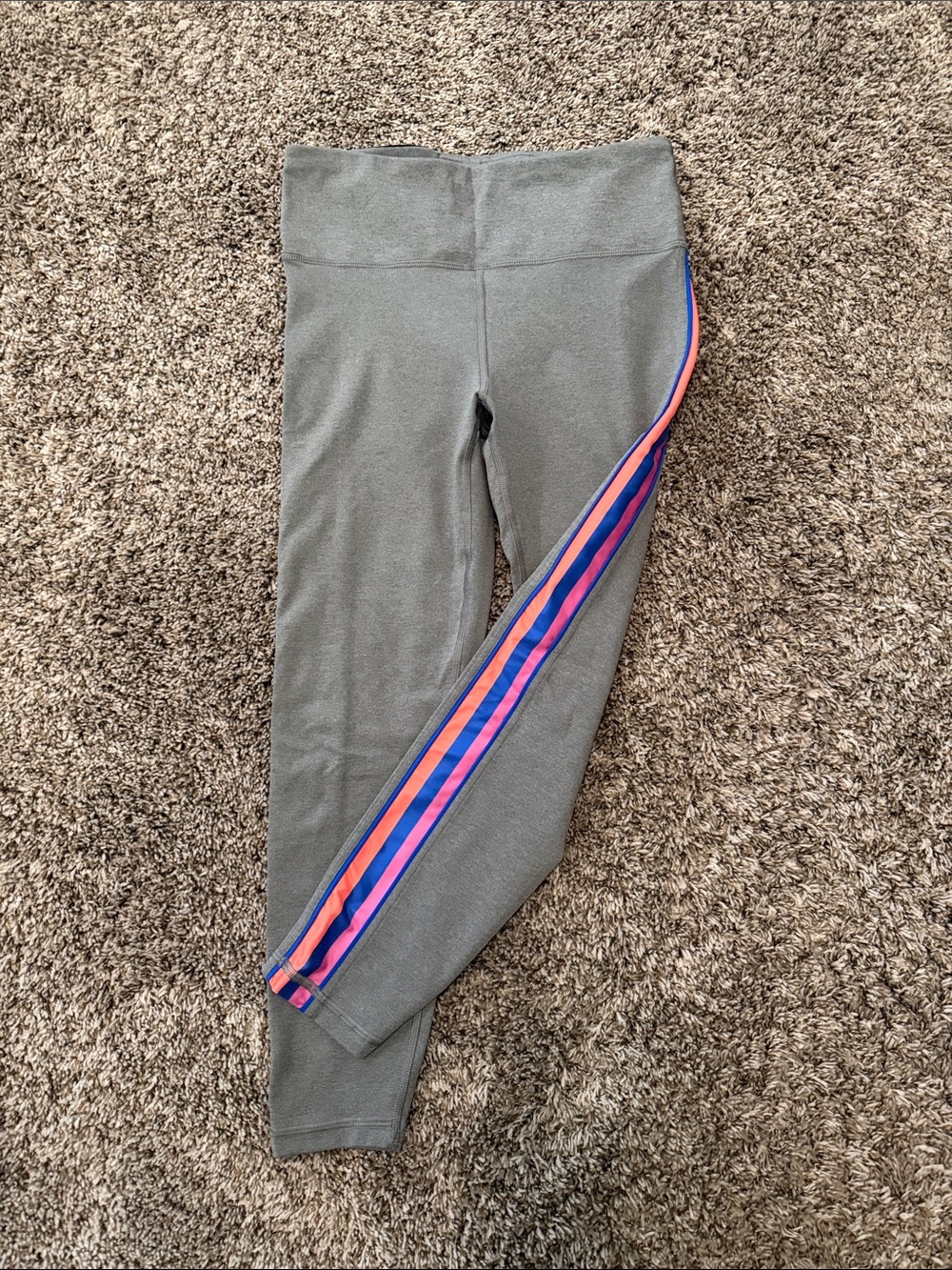 GAP Gray Leggings with Orange Pink & Blue Side Stripes